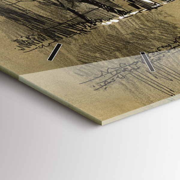 Zegar ścienny poziomy Park i drzewa w sepii