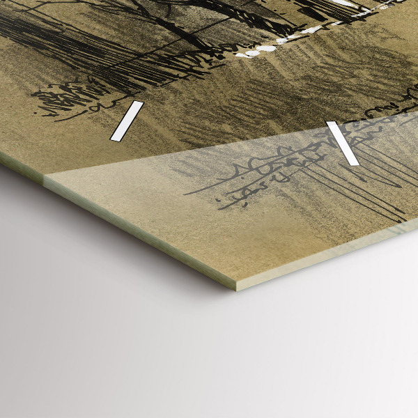 Zegar ścienny poziomy Park i drzewa w sepii