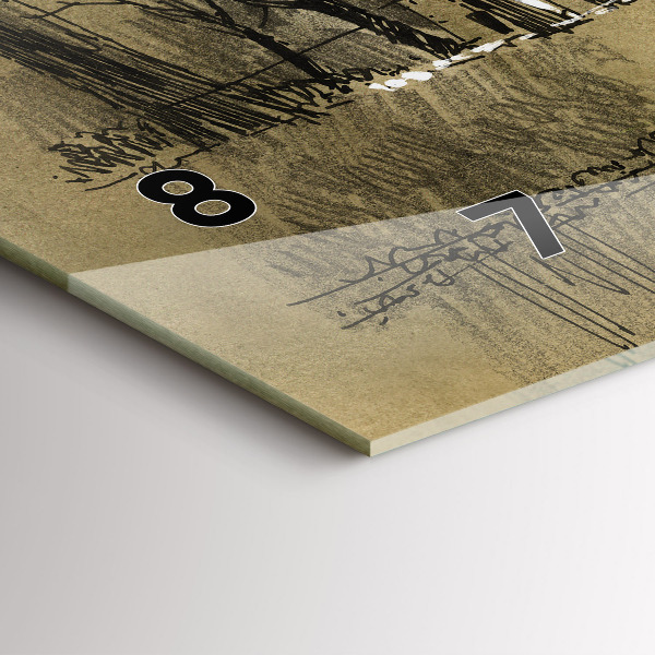 Zegar ścienny poziomy Park i drzewa w sepii