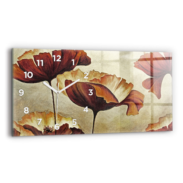 Zegar ścienny poziomy Malowane maki