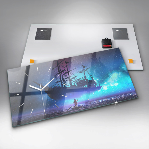 Zegar poziomy Żaglowiec Fantasy