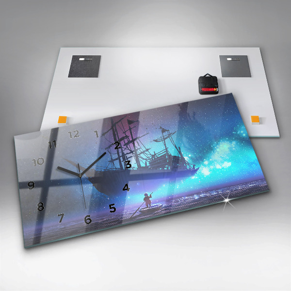 Zegar poziomy Żaglowiec Fantasy