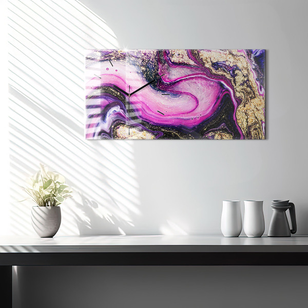 Zegar poziomy Abstrakcja Marmur