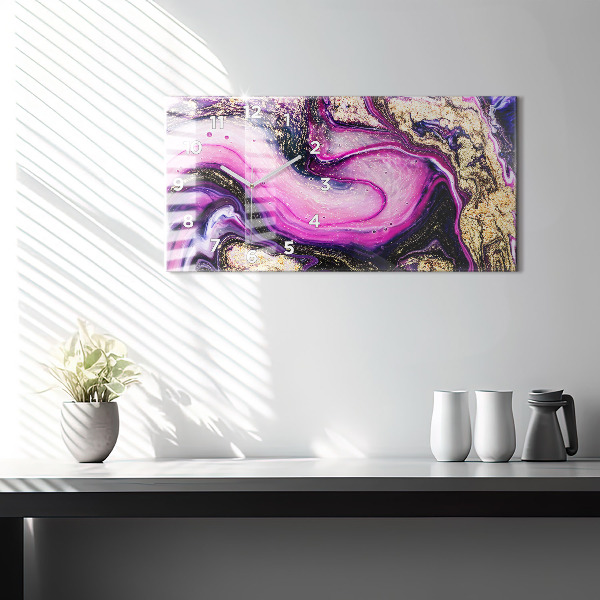 Zegar poziomy Abstrakcja Marmur