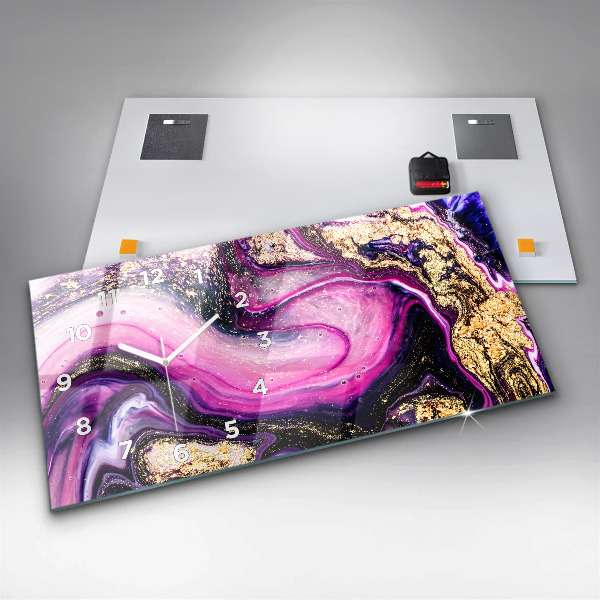 Zegar poziomy Abstrakcja Marmur