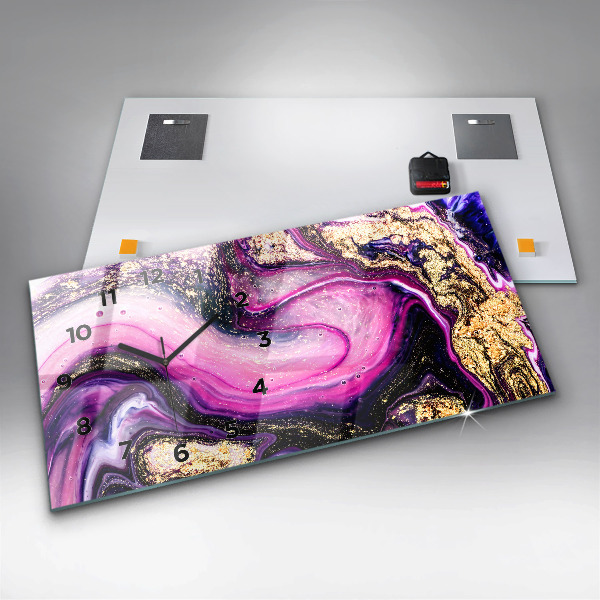 Zegar poziomy Abstrakcja Marmur