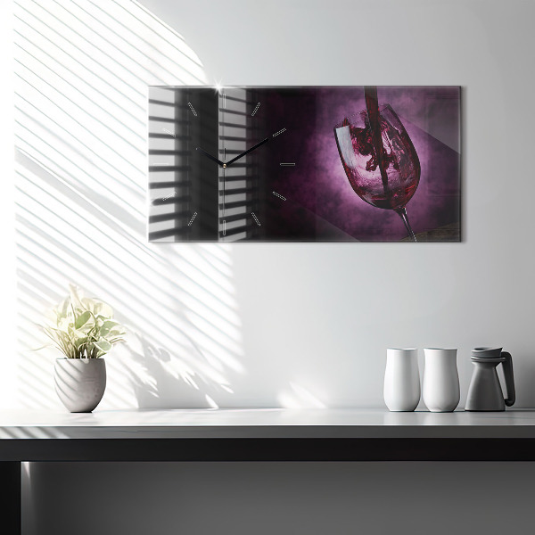 Zegar ścienny poziomy Kieliszka do wina