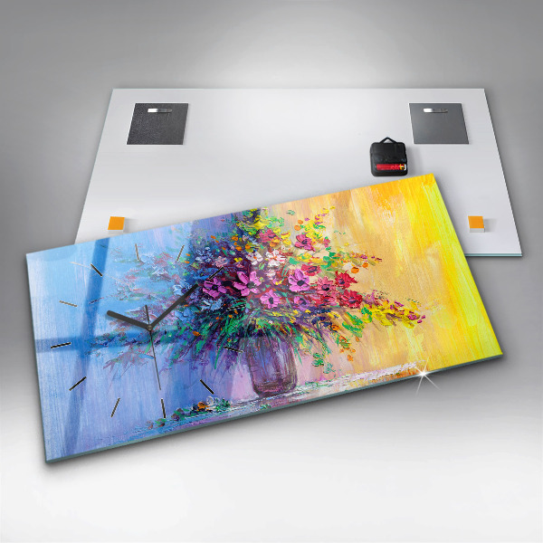 Zegar poziomy Kwiaty w Wazonie