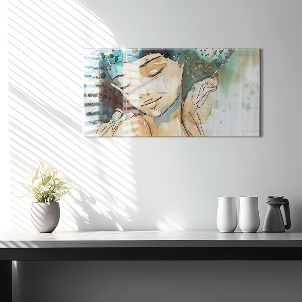 Zegar ścienny poziomy Abstrakcja Kobieta