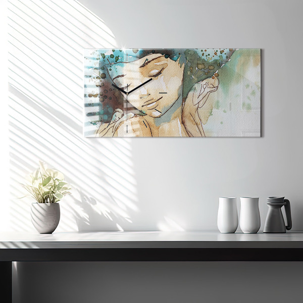 Zegar ścienny poziomy Abstrakcja Kobieta
