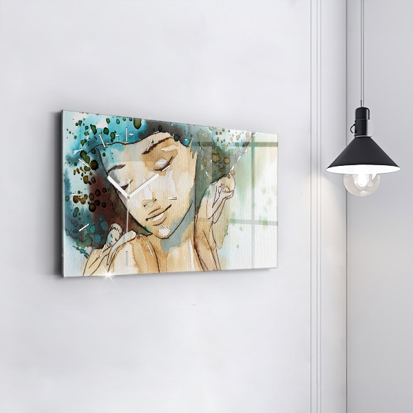 Zegar ścienny poziomy Abstrakcja Kobieta