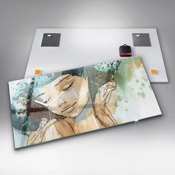 Zegar ścienny poziomy Abstrakcja Kobieta