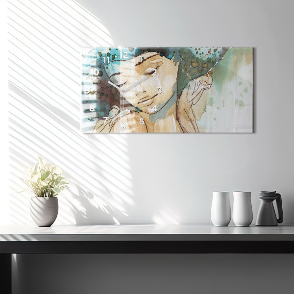 Zegar ścienny poziomy Abstrakcja Kobieta