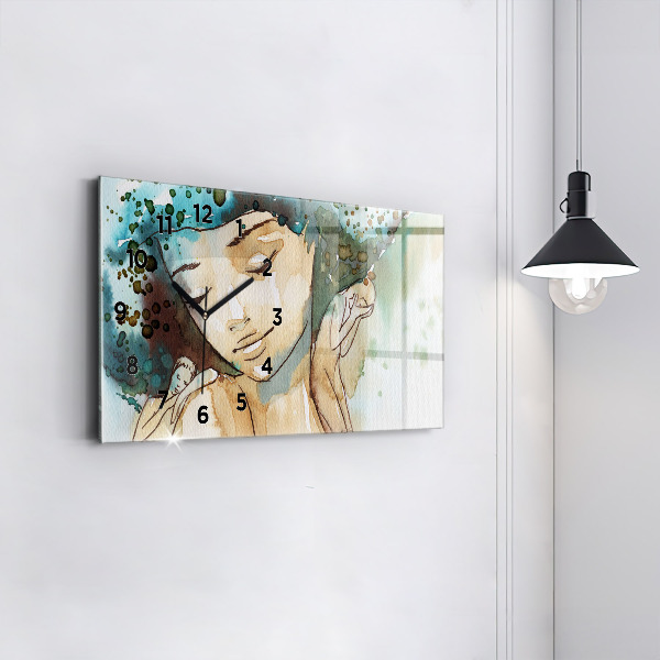 Zegar ścienny poziomy Abstrakcja Kobieta
