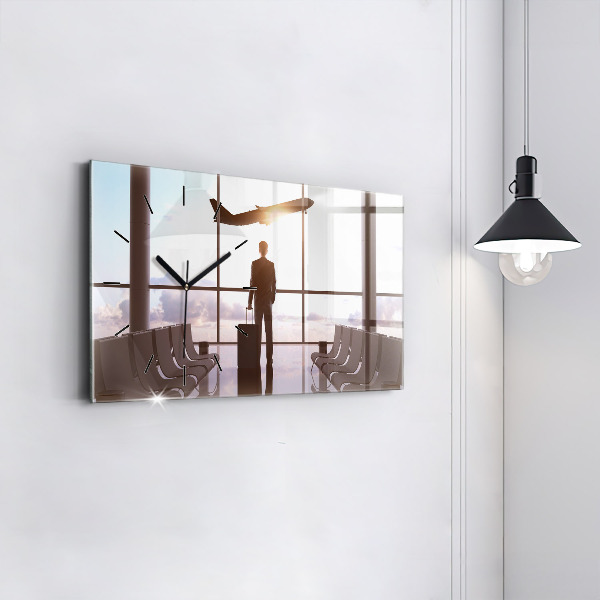 Zegar ścienny poziomy Człowiek na lotnisku