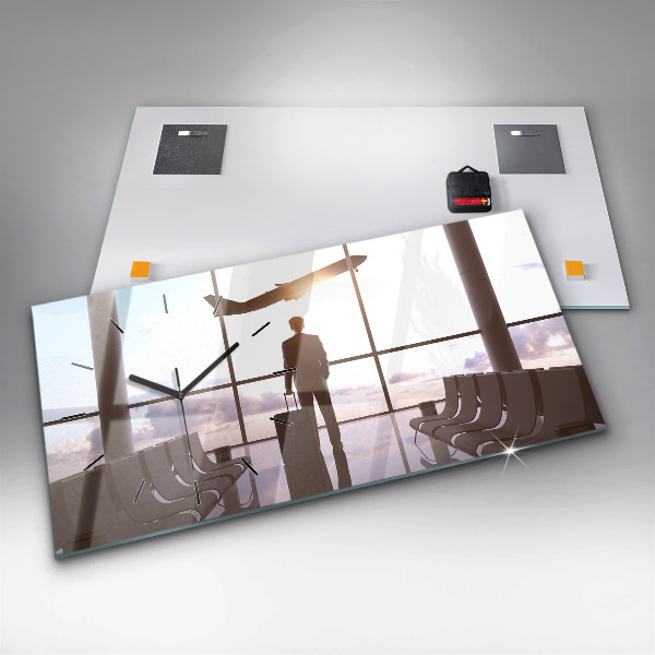 Zegar ścienny poziomy Człowiek na lotnisku