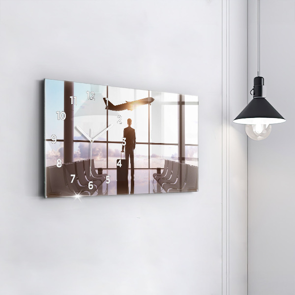 Zegar ścienny poziomy Człowiek na lotnisku