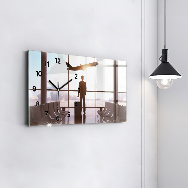 Zegar ścienny poziomy Człowiek na lotnisku