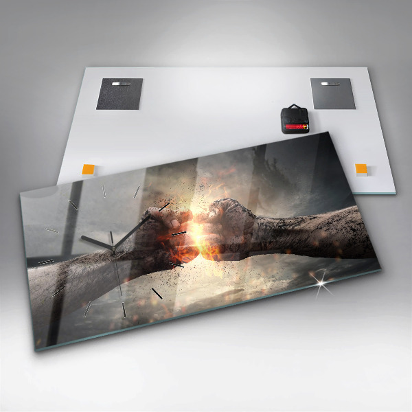 Zegar szklany poziomy Pięści Siła Moc