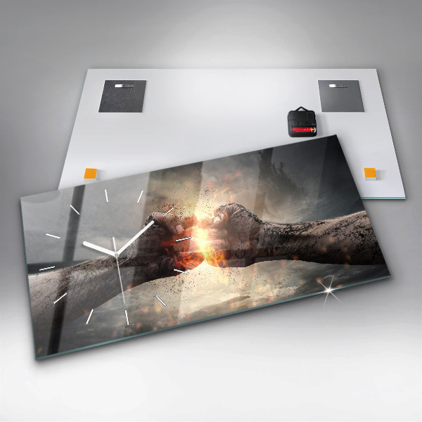 Zegar szklany poziomy Pięści Siła Moc