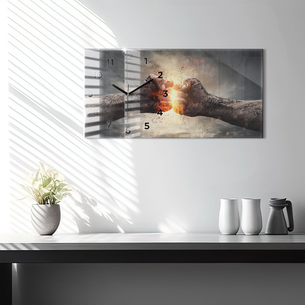 Zegar szklany poziomy Pięści Siła Moc