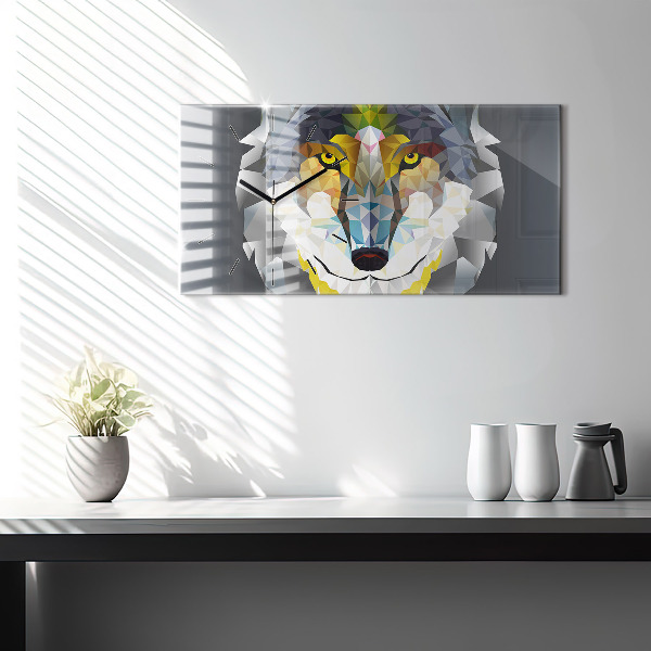 Zegar szklany poziomy Głowa wilka