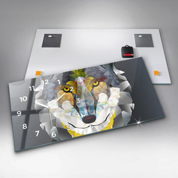 Zegar szklany poziomy Głowa wilka