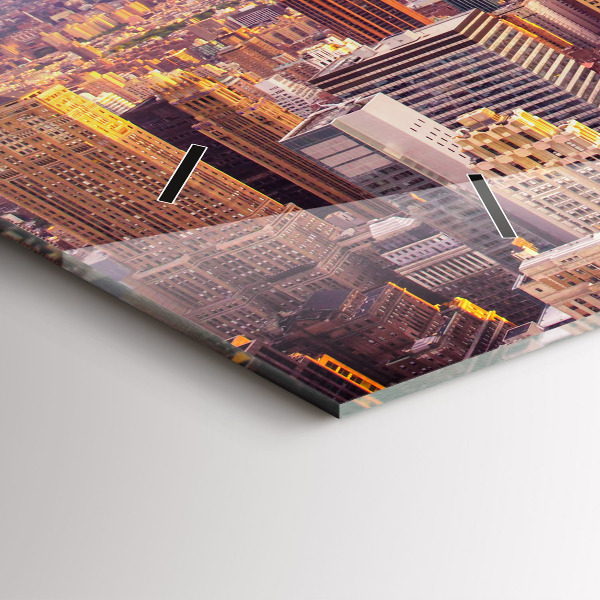 Zegar szklany poziomy Zachód słońca Nowy Jork