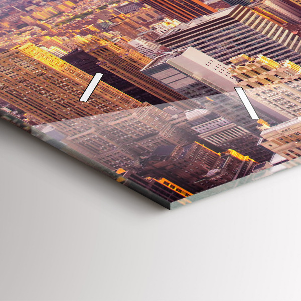 Zegar szklany poziomy Zachód słońca Nowy Jork