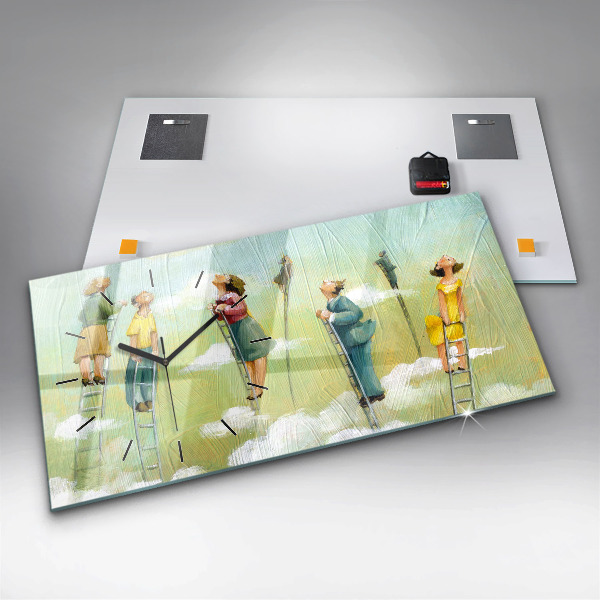 Zegar szklany poziomy Ludzie na drabinie