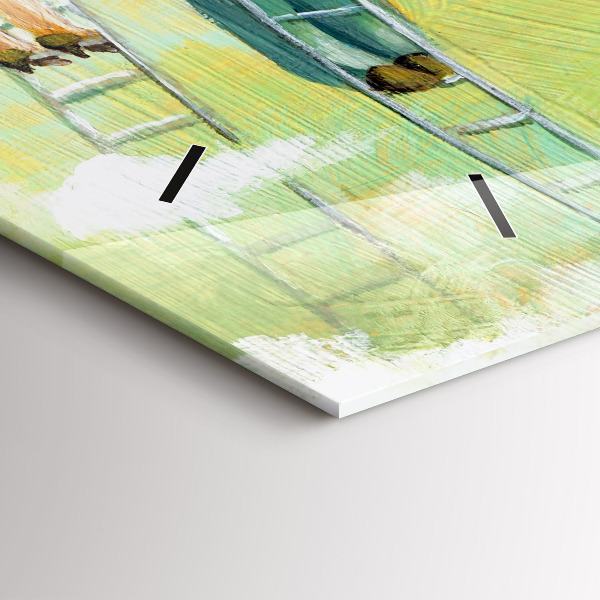 Zegar szklany poziomy Ludzie na drabinie