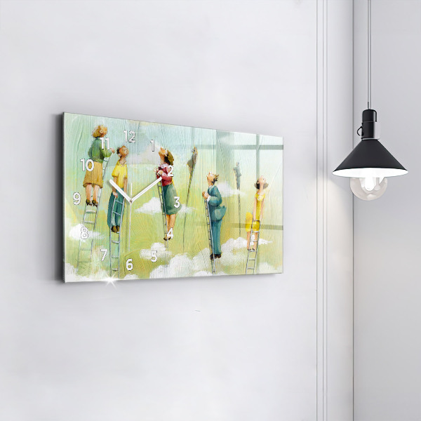 Zegar szklany poziomy Ludzie na drabinie