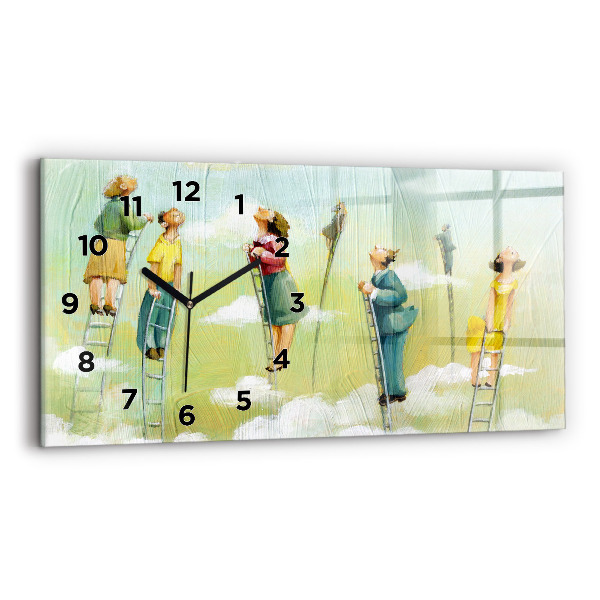 Zegar szklany poziomy Ludzie na drabinie