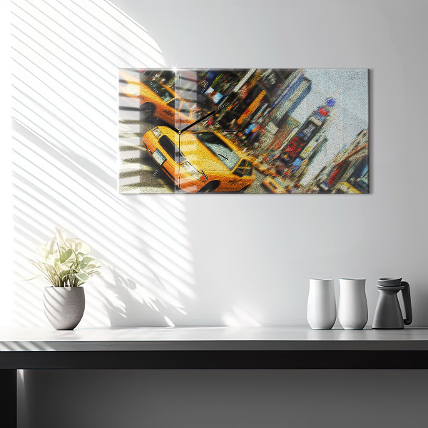 Zegar szklany poziomy New York City taksówki