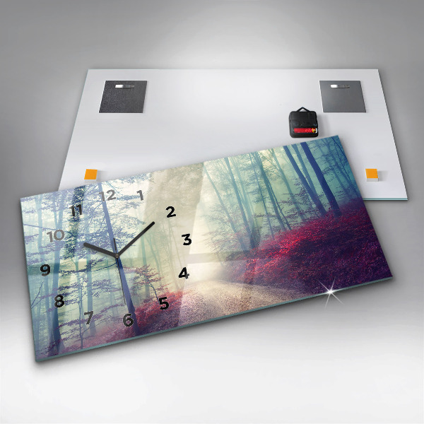 Zegar szklany poziomy Jesienna droga Las Mgła