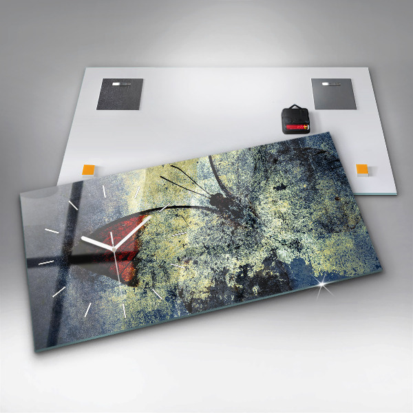 Zegar szklany poziomy Motyl vintage styl