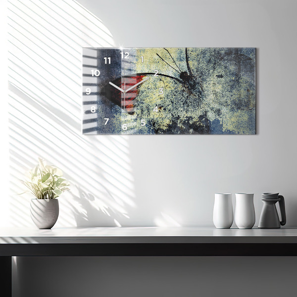 Zegar szklany poziomy Motyl vintage styl