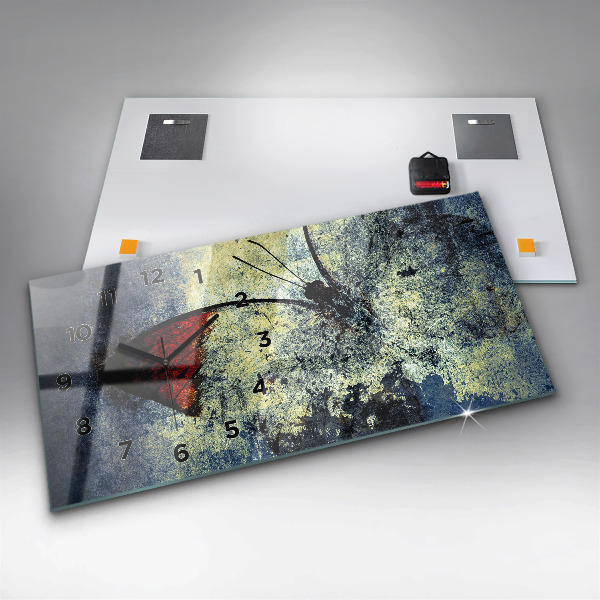 Zegar szklany poziomy Motyl vintage styl