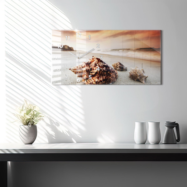 Zegar ścienny poziomy Muszla na plaży