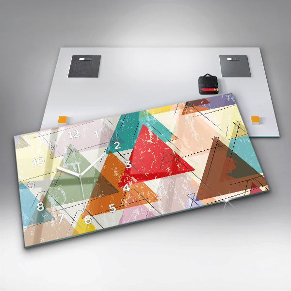 Zegar szklany poziomy Trójkąty wzór geometryczny