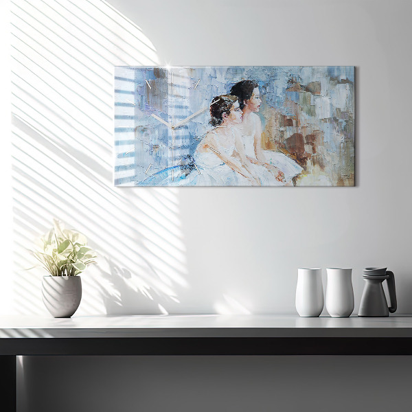 Zegar szklany poziomy Młode baleriny