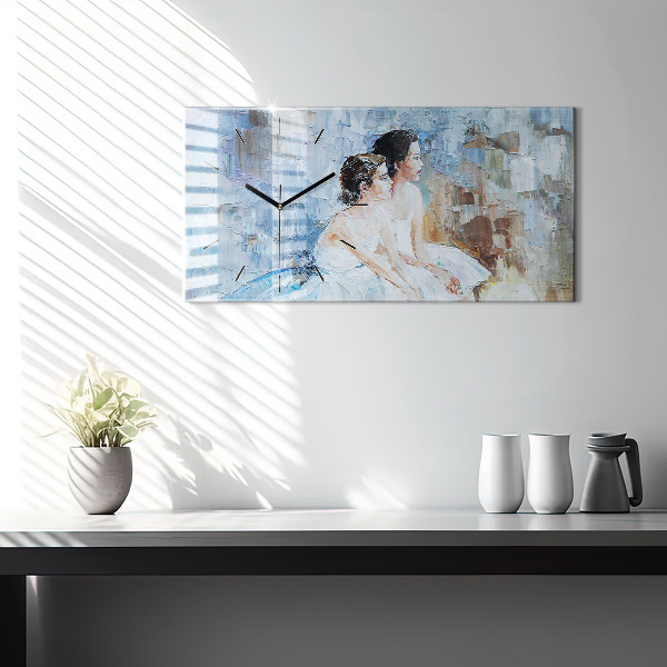 Zegar szklany poziomy Młode baleriny