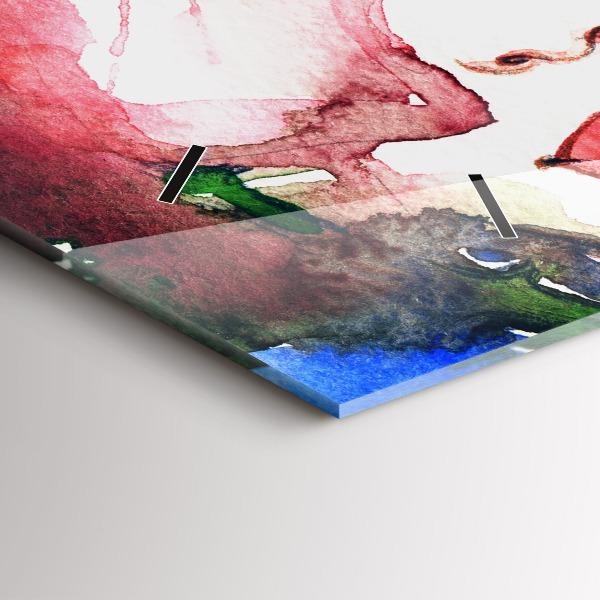 Zegar szklany poziomy kolorowy Portret kobiety