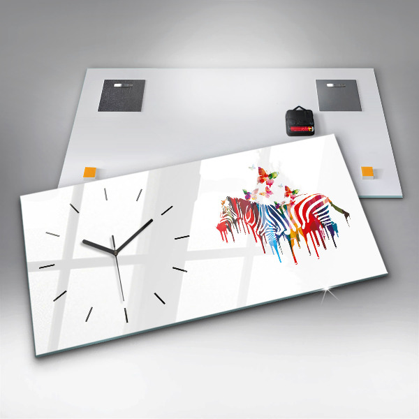 Zegar szklany poziomy Kolorowa zebra