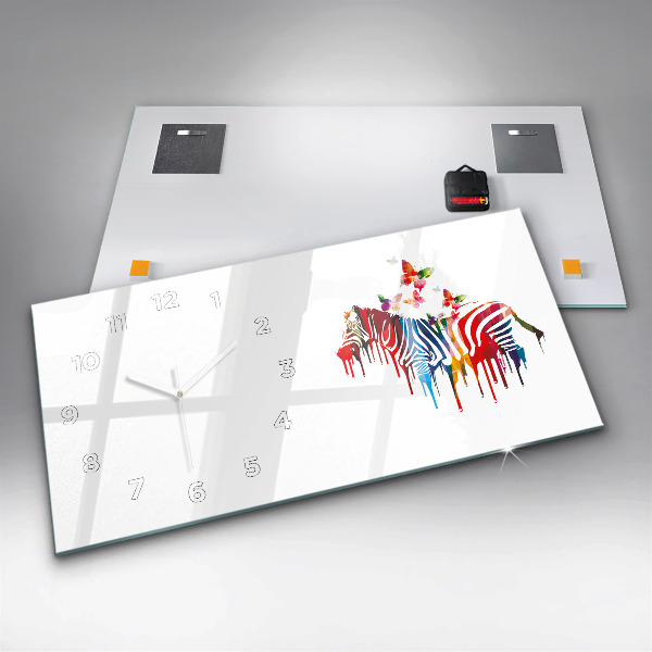 Zegar szklany poziomy Kolorowa zebra