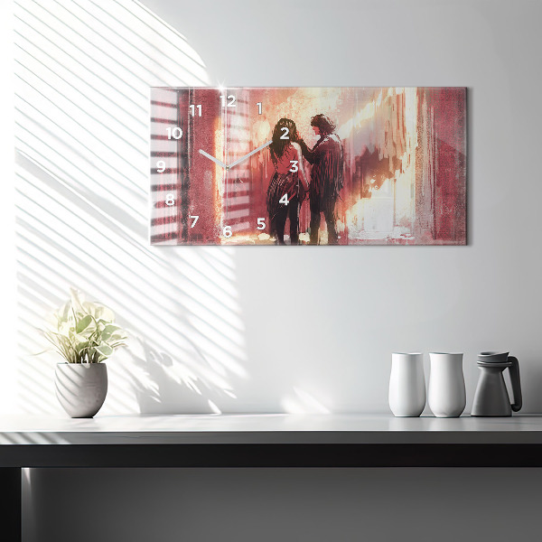 Zegar szklany poziomy Młoda zakochana para