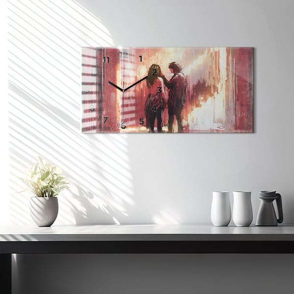 Zegar szklany poziomy Młoda zakochana para