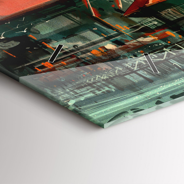 Zegar szklany poziomy Wioska rybacka