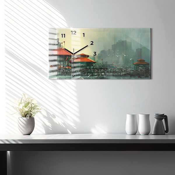 Zegar szklany poziomy Wioska rybacka