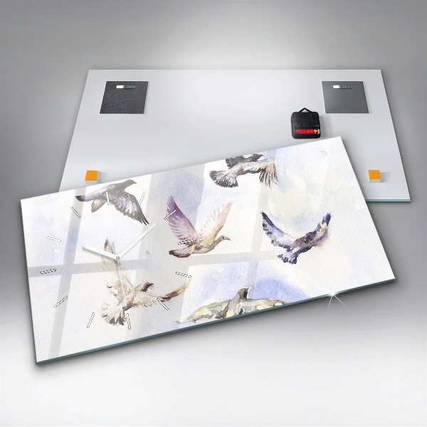 Zegar szklany poziomy Lecące ptaki